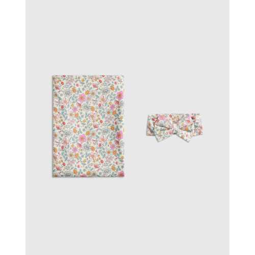 Bamboo Swaddle and Bow Set in Soft Ditsy Floral