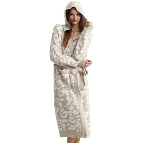 MH MYLUNE HOME Ultra Soft Robe With Pockets, Spa Bathrobe Loungewear Calf-Length, Plush Fuzzy Fluffy Wrap Robe for Women