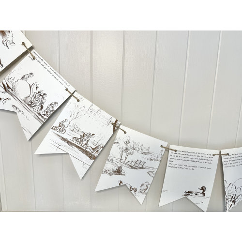 Vintage 1960's Ducks Duck story book page banner bunting garland Make way for Ducklings nursery baby shower decor decoration One lucky duck