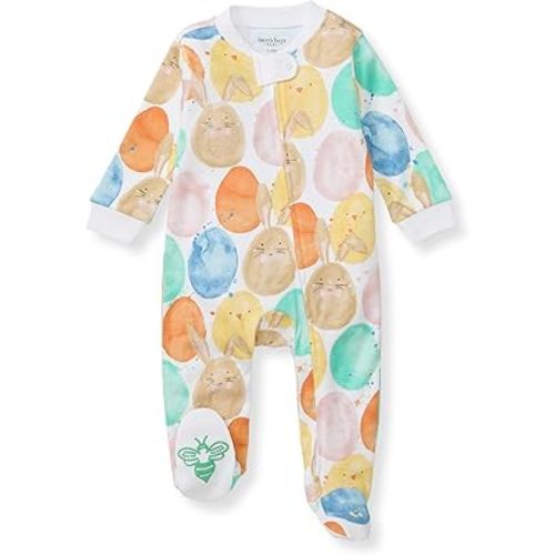 Burt's Bees Baby Girls Footed One-Piece Pajamas, Sleep and Play Loose Fit, 100% Organic Cotton, Sizes NB to 6-9 Months