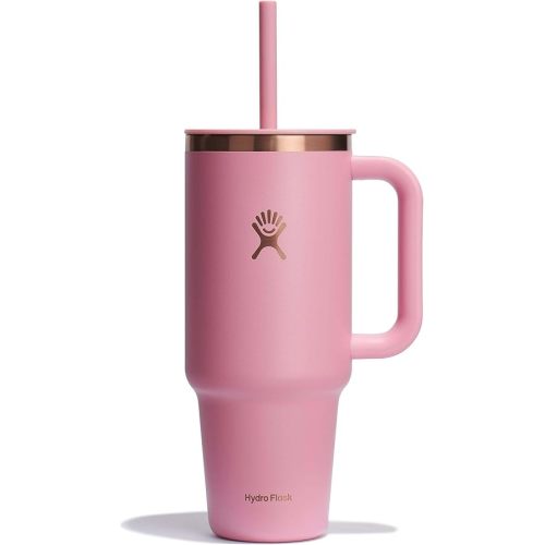 Hydro Flask 40 Oz Travel Tumbler with Handle, Lid and Straw - Insulated Stainless Steel in Primrose Gold
