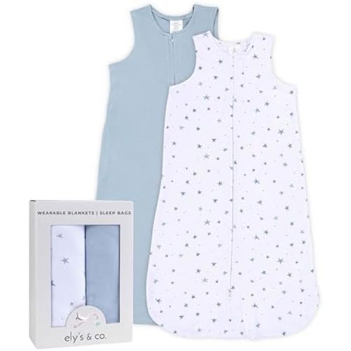 Ely's & Co. Baby Wearable Blanket - Cotton Sleep Sack 0-3,3-6, 6-12, 12-18 Months - 2 Pack Set for Baby Boy & Girl,Pink,Blue