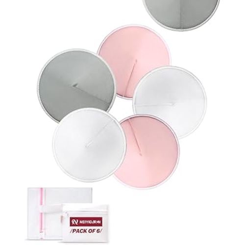 Washable Nursing Pads 6 PCS Reusable Breast Pads for Breastfeeding Soft and Super Absorbent Nipple Pads with Laundry Bag & Travel Storage Bag for Postpartum Essentials - 4.7inch