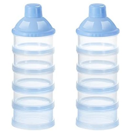 Accmor Baby Milk Powder Formula Dispenser, 5 Layers Stackable Formula Container, Baby Feeding Travel Storage Container, BPA Free, Blue, 2 Pack