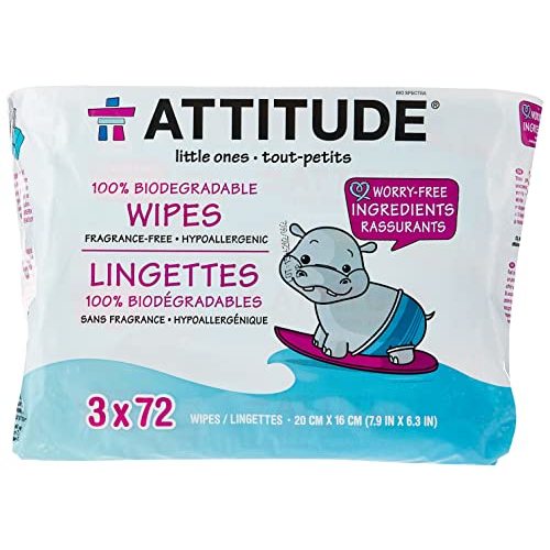 ATTITUDE Eco Wipes Fragrance-Free 216 Wipes