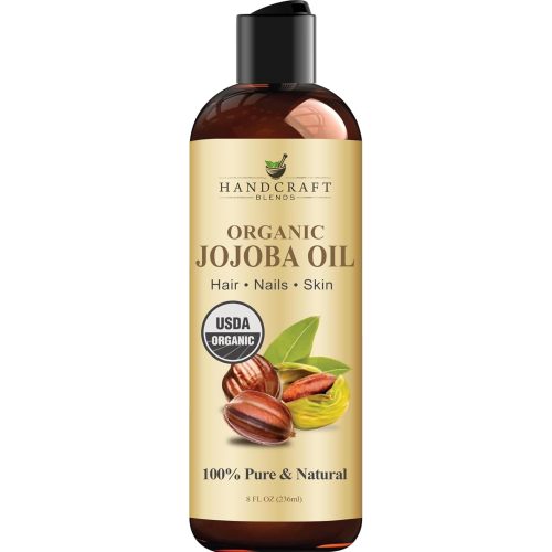 Handcraft Blends USDA Organic Jojoba Oil | Cold-Pressed | 8 Fl Oz | 100% Pure & Natural | for Hair, Skin & Face | Premium Grade Carrier Oil | for Massage & Aromatherapy | Hexane-Free