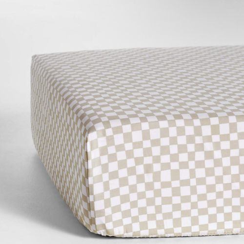 Venice Natural Taupe Organic Cotton Baby Crib Fitted Sheet by Leanne Ford