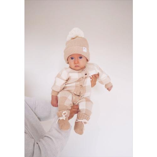 Classic Knit Romper | Caramel Gingham