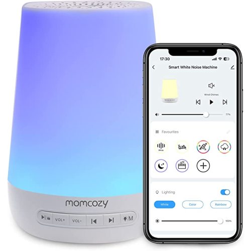 Baby Sound Machine, Momcozy White Noise Machine for Baby Sleeping with Night Light, Toddler Sleep Trainer with 34 Soothing Sounds, Timer, App Remote Control, Personal Sleep Routine (Blue)