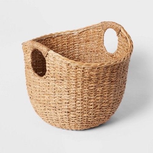 Large Round Braided Seagrass Basket - Brightroom™: Handwoven Khaki Wicker for Blanket Storage, Nest Certified