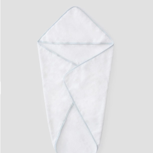 Weezie Baby Hooded Towel - Light Blue Gingham on White