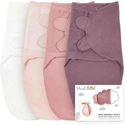 Mama Cheetah Baby Swaddle Sack, Organic Cotton Swaddle Blanket, Adjustable Swaddling Sleep Sacks, Easy Swaddles for Boy Girl 3-6 Months, Baby Essentials, 4-Pack