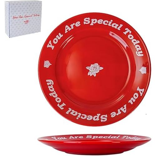 You Are Special Today Red Plate, 10.63" Ceramic Dish, Unique Celebration Plate for Birthday, Wedding, Party, Anniversary, Baby Showers, Dinner, Engagements（1PCS）