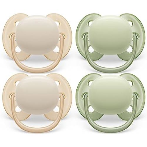 Philips Avent Ultra Soft Pacifier - 4 x Soft and Flexible Baby Pacifiers for Babies Aged 0-6 Months, BPA Free with Sterilizer Carry Case, SCF091/23