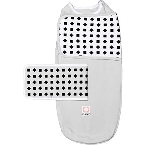 Nanit Breathing Wear Starter Pack – 100% Cotton Swaddle & Breathing Band, Works with Nanit Pro Baby Monitor to Track Breathing Motion, Like Your Hand On Their Heart From Anywhere, Small, Pebble Grey