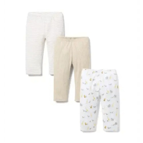 Baby Fluffy Bunny Heather, Jet Ivory Animal Friends Toile And Jet Ivory Stripe Baby Pant 3-Pack by Janie and Jack