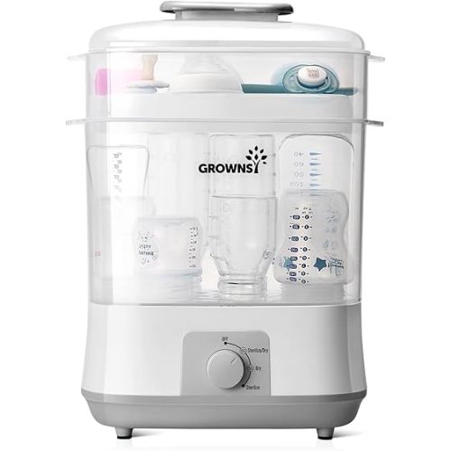 GROWNSY Bottle Sterilizer and Dryer, Electric Steam Baby Bottle Sterilizer, Bottle Sanitizer for Baby Bottles & Pacifiers, Breast Pump Parts