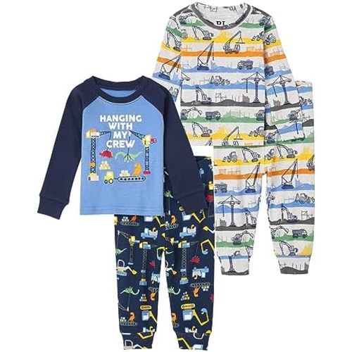 The Children's Place Baby Toddler Boys Long Sleeve Top and Pants Snug Fit 100% Cotton 2 Piece Pajama Sets