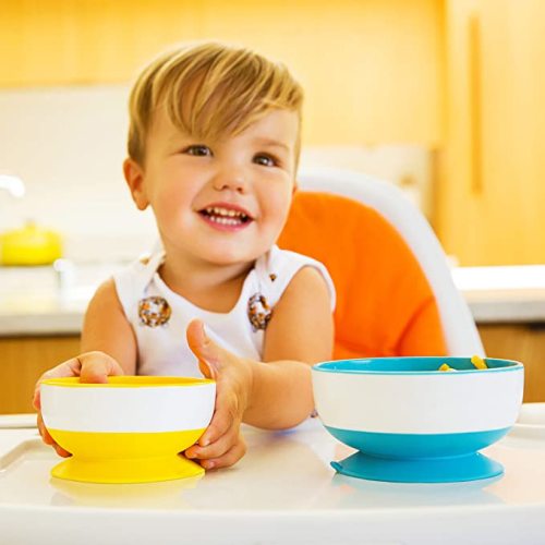 Munchkin Stay Put Suction Bowls for Babies and Toddlers, 3 Pack, Blue/Green/Yellow - Yellow, Green, Blue