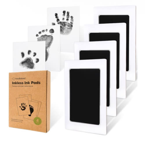 4-Pack Inkless Baby Hand and Footprint Kit - Mess Free Ink Pad for Newborn Keepsake, Dog Nose & Paw Print Kit, Clean Touch Ink Pad for Baby Hand & Footprints, Ideal New Mom Gifts (Jet Black)