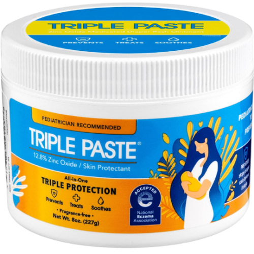Triple Paste Diaper Rash Cream for Baby - 8 Oz Tub - Zinc Oxide Ointment Treats, Soothes and Prevents Diaper Rash - Pediatrician-Recommended Hypoallergenic Formula with Soothing Botanicals