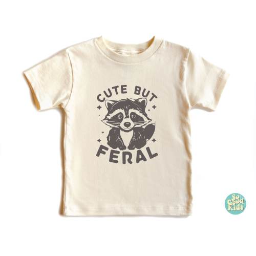Cute But Feral Shirt , Meme Funny Raccoon Shirt, Gift for Kids, Raccoon T-Shirt, Toddler Shirt, Baby Clothing, Animal Outfits