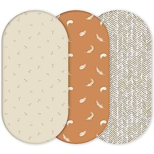 Yunioo 3-Pack Fitted Bassinet Sheets for Changing pad, Baby Changing Basket, Moses Basket, Cradle, Crib and co-Sleeper. 100% Cotton Jersey to fit Oval, Rectangle and Hourglass Mattress Pads.