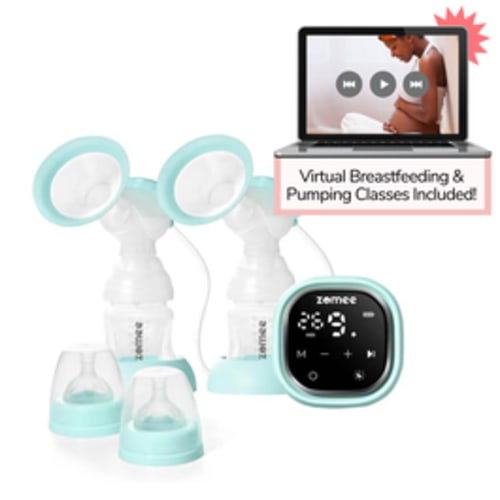 Zomee Z2 Double Electric Breast Pump with Manual Pump Converter and Lactation Class