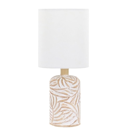 Tan Resin With White Pattern Lamp, 12.5"