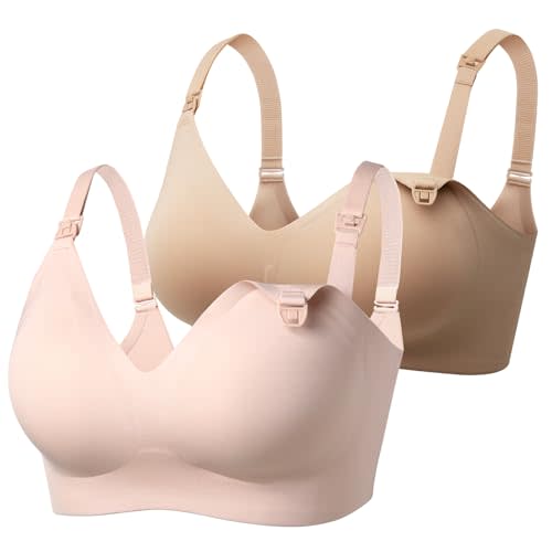 Momcozy Nursing Bras for Breastfeeding, YN21 Seamless Ultra Comfort Maternity Bra, Natural Shape, Pregnancy Sleep Bralette