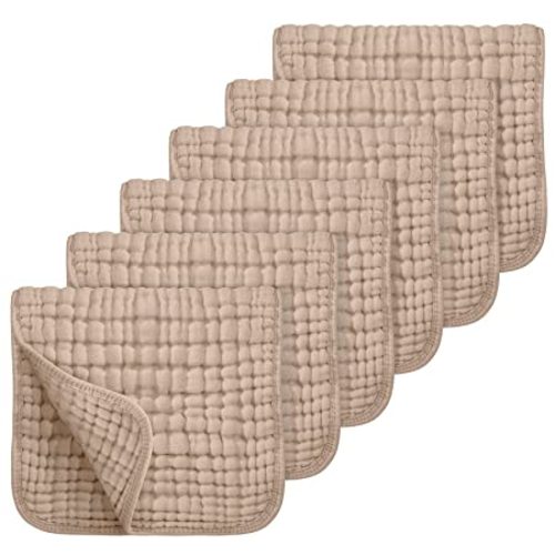 Looxii Muslin Burp Cloths 100% Cotton Muslin Cloths Large 20''x10'' Extra Soft and Absorbent 6 Pack Baby Burping Cloth for Boys and Girls Shell Pink