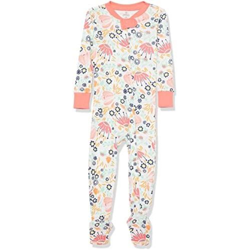 HonestBaby Non-slip Footed Pajamas One-piece Sleeper Zip-front Pjs 100% Organic Cotton for Baby Girls