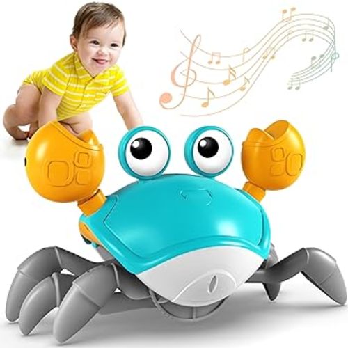 Crawling Crab Toy, Infant Tummy Time Baby Toys, Fun Interactive Dancing Walking Moving Toy Babies Sensory Induction Crabs with Music, Baby Toys 0-6 to 12-18 Months Boys Girls Toddler Birthday Gifts