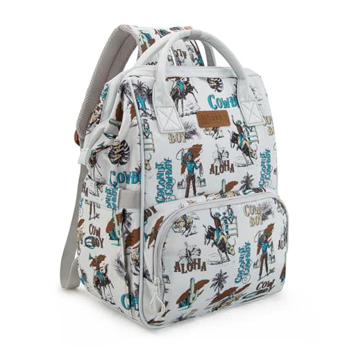 Montana West Wrangler Callie Diaper Bag Backpack with Stroller Straps Western Pattern Multifunction Baby Travel Bag WG2204-91102BG