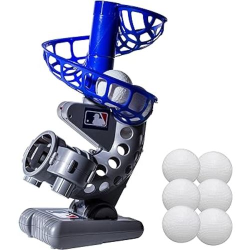 Franklin Sports MLB Kids Electronic Baseball Pitching Machine - Automatic Youth Pitching Machine with (6) Plastic Baseballs Included -Youth Baseball Pitcher for Kids Ages 3+