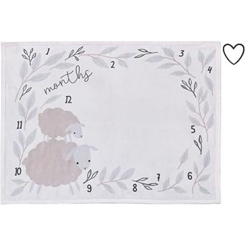 NOJO Together is Better White, Gray, and Taupe Mama and Baby Lamb Milestone Blanket