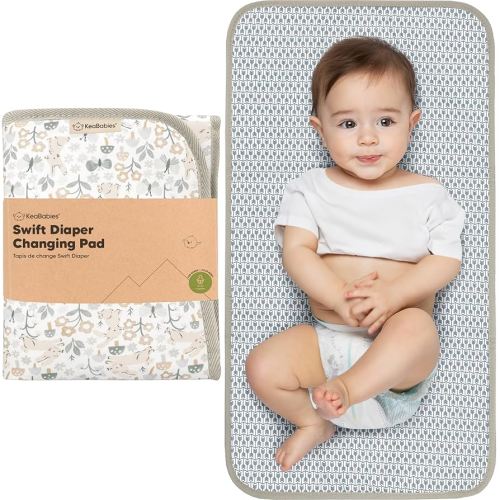 KeaBabies Portable Diaper Changing Pad, Easy Wipe Clean - Foldable Waterproof Baby Changing Mat for Diaper Bag, Compact, Lightweight, Baby Changer Travel Essential, Machine Washable (Prairie)