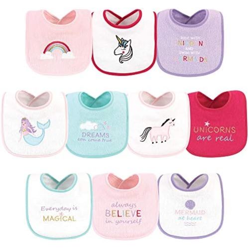 Luvable Friends Unisex Baby Cotton Terry Drooler Bibs with Fiber Filling