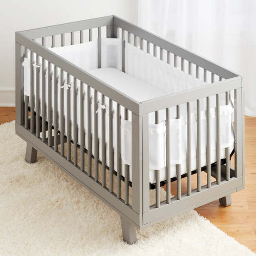 Breathable™ Mesh Liner for Full-Size Cribs, Deluxe 4mm Mesh, White Ruffle (Size 4FS Covers 3 or 4 Sides)