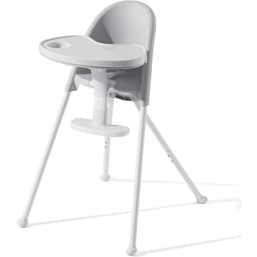 Funny Supply 3-in-1 Cute Folding High Chair, High Chairs for Babies and Toddlers, Modern Space Saving Highchair with Removable Double Tray, Easy to Clean, Light Weight Baby Feeding Chair, Gray