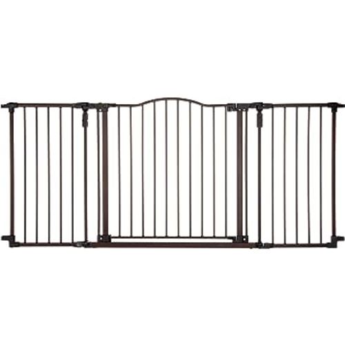 Toddleroo by North States 72” wide Deluxe Décor Baby Gate: Sturdy safety gate with one hand operation. Extra wide baby gate. Hardware Mount. Fits 38.3 - 72” Wide. (30" Tall, Matte Bronze)