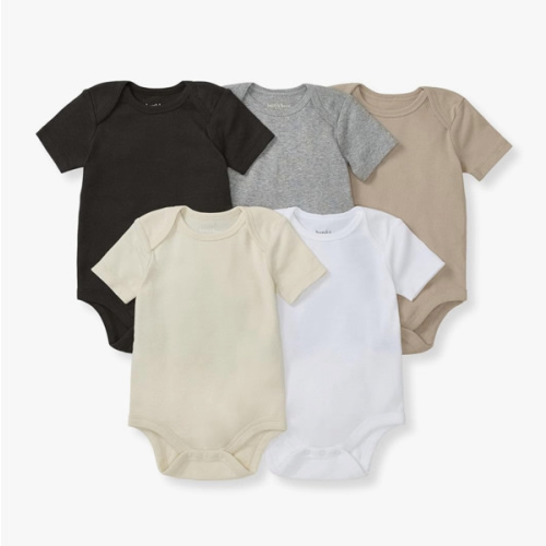 Burt's Bees Baby Unisex Organic Cotton Short and Long Sleeve Bodysuits, 5-Pack