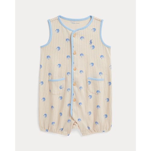 Shell-Print Cotton Bubble Shortall
