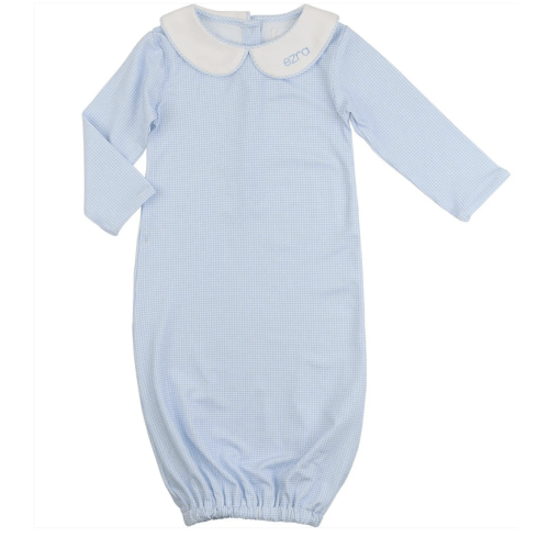 Blue Gingham Knit Baby Gown – Cecil & Lou