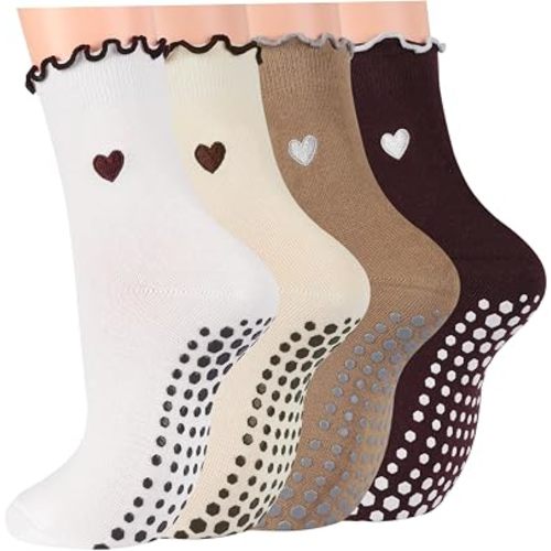 Women's Grip Pilates Crew Socks, Non Slip Yoga Barre Sticky Socks