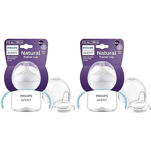 Philips Avent Natural Trainer Sippy Cup with Natural Response Nipple and Soft Spout, 5oz, 1pk, SCF263/01 (Pack of 2)