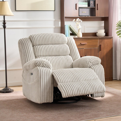 Latitude Run® Extra Wide Power Recliner Chair 270° Swivel with Heat Massage, USB & Type C Charging Port- & Reviews | Wayfair