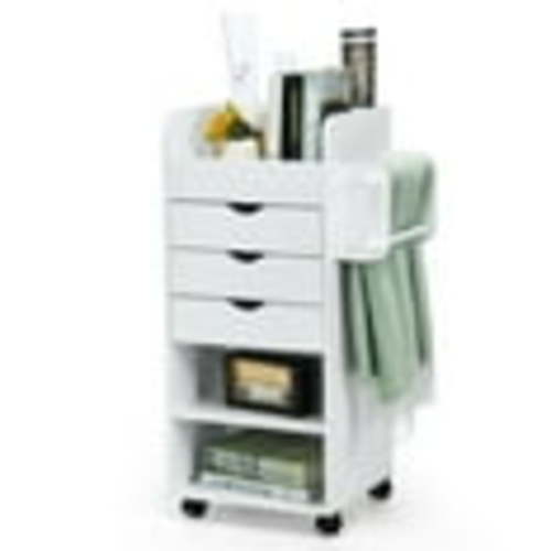 Storage Cart Mobile Drawer Utility Cart with Drawers Shelves White