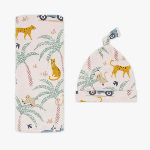 Wild Escape Swaddle & Hat Set | Little Sleepies