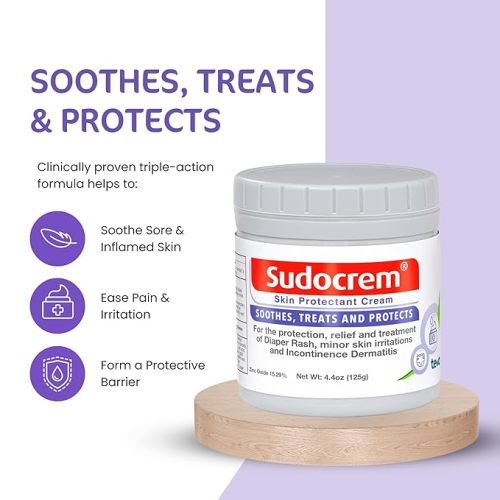 Sudocrem Skin Protectant Cream - Diaper Rash Cream for Baby – Soothes, Treats, and Protects, For the Relief, Treatment, and Prevention of Diaper Rash, 15.29% Zinc Oxide – 4.4oz